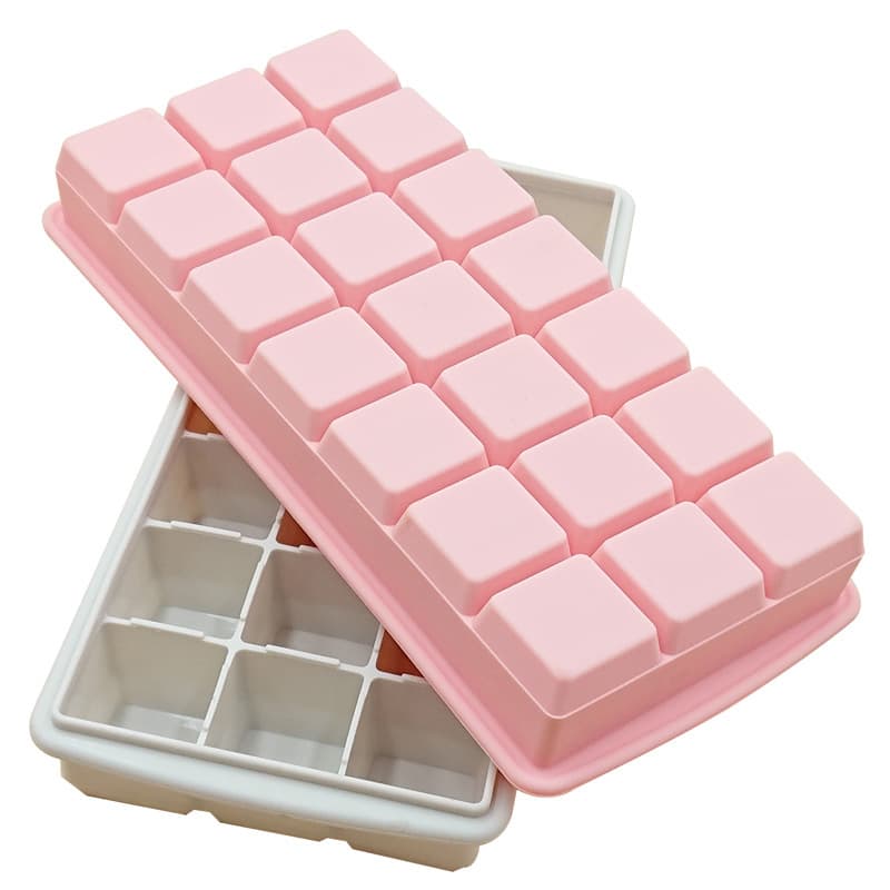 Silicone Ice Cube Trays with Lid 21 Grids Freshness Preservation Mold for Drinks Ice Maker Quick Freezing Easy Unmolding Square