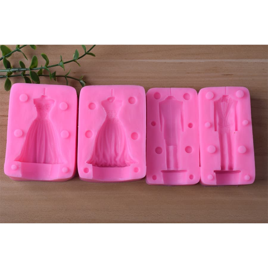 Bride and groom wedding suit dress mold matching silicone mold fondant diy cake decoration clay plaster mold