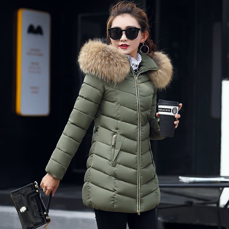 2025 Winter New Korean Style Mid-Length Cotton Coat for Women, Thickened Slim Fit Cotton Padded Jacket