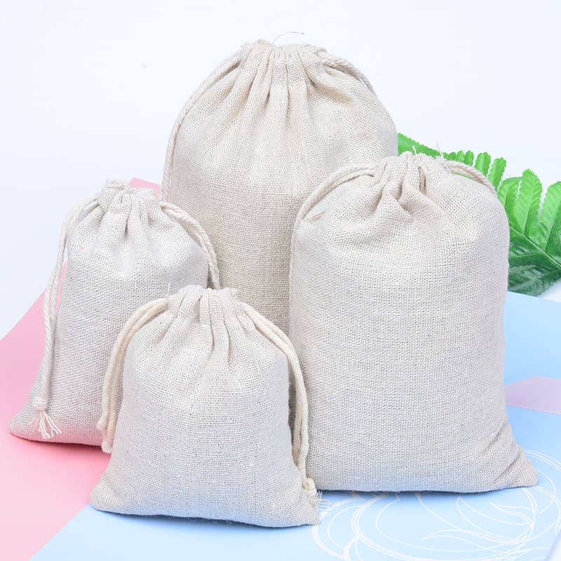 Cotton Linen Drawstring Pouch White Pull-string Bag Blank Advertising Printed Cotton Bag Rice Cotton Bag
