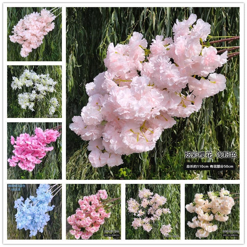 Artificial Flower Artificial Cherry Blossom Branch 4-Branch 3-Branch Pear Blossom Peach Blossom Cherry Blossom Tree Branch Wedding Decoration Fake Flower Wholesale