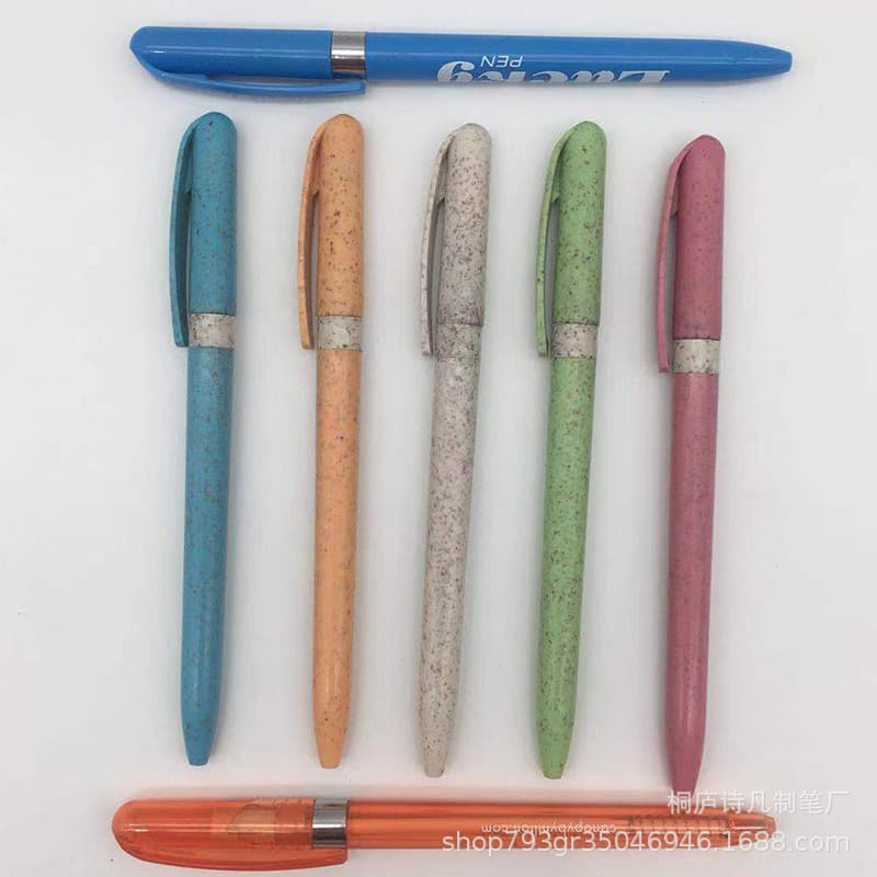 Advertising Pen, Plastic Wheat Straw Pen, Biodegradable Pen, Twisting Pen, Customizable Logo Gel Pen
