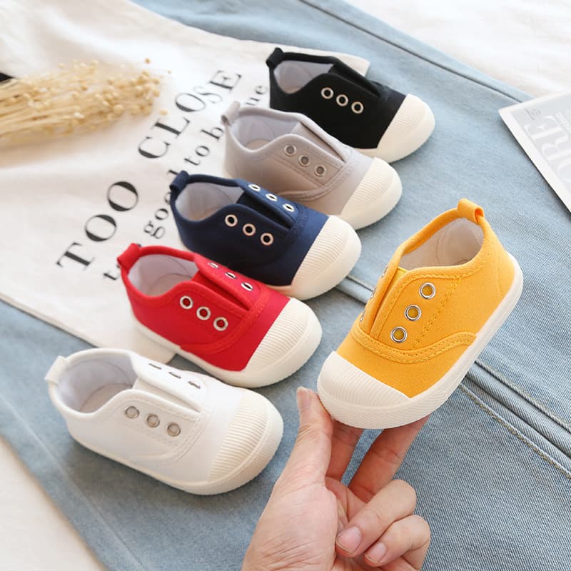 Korean Children's Canvas Shoes Girls' Kindergarten Slip-On Spring/Autumn Solid Color Biscuit Shoes Hot Seller Drop Shipping