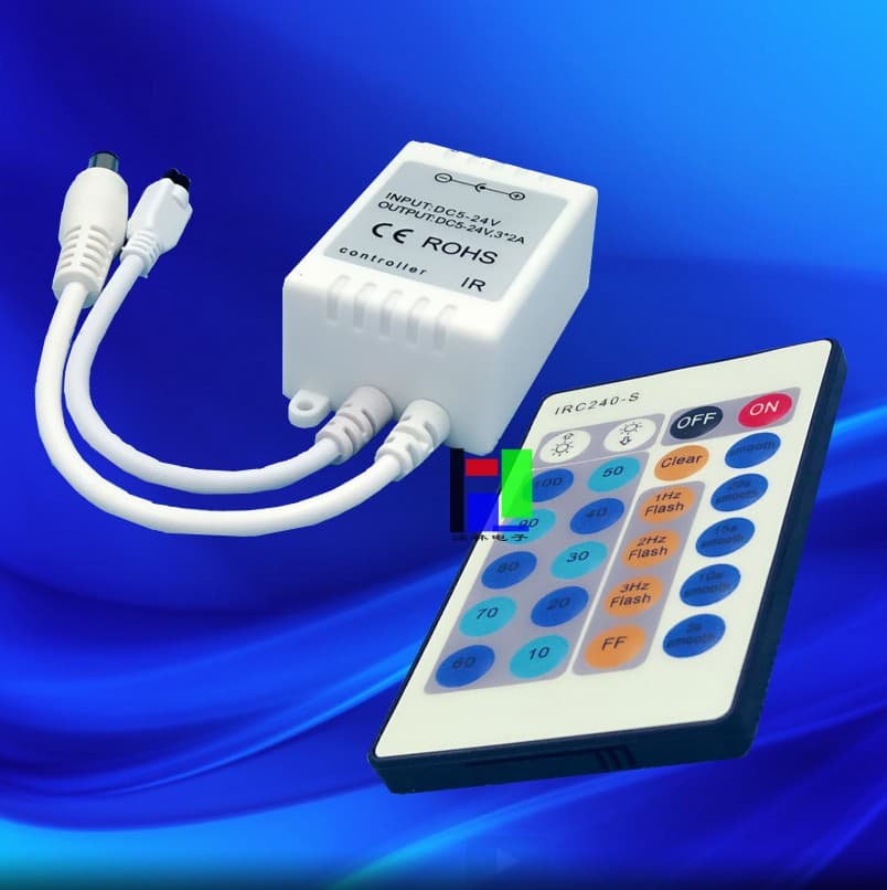 Infrared 24-key monochromatic dimmer LED controller 35285050 light strip controller 12V 6A dimmer