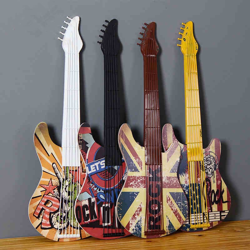 Creative Iron Art Guitar Wall Decorations Home Decor Bar Wall Decor Coffee Shop Wall Decor Black White Yellow Red Blue Brown