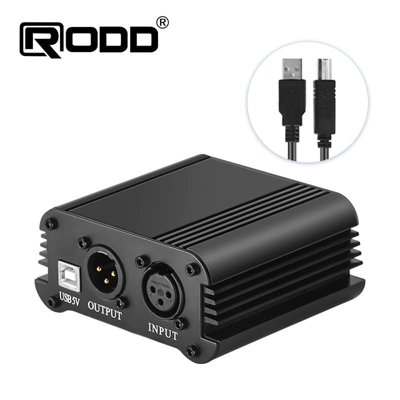 48V Phantom Power USB Powered Large Diaphragm Condenser Microphone Power Supply Stable Voltage Noiseless Adapter