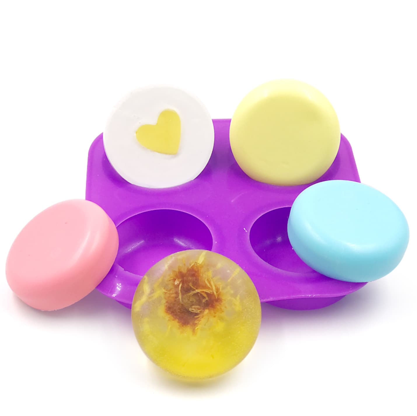 4-Cavity Round Candle Mold, DIY Soap Plaster Mold, Silicone Soap Mold, 3D Silicone Mold