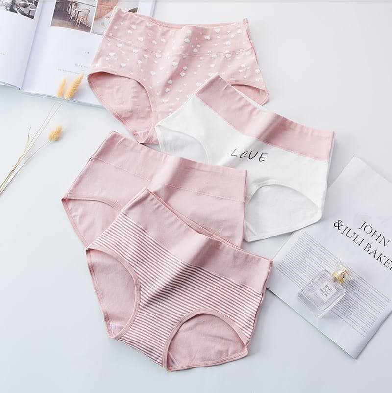 Women's Cotton Mid-Waist Cute Japanese Style Printed Seamless Breathable Triangle Panties for Teen and Middle School Students
