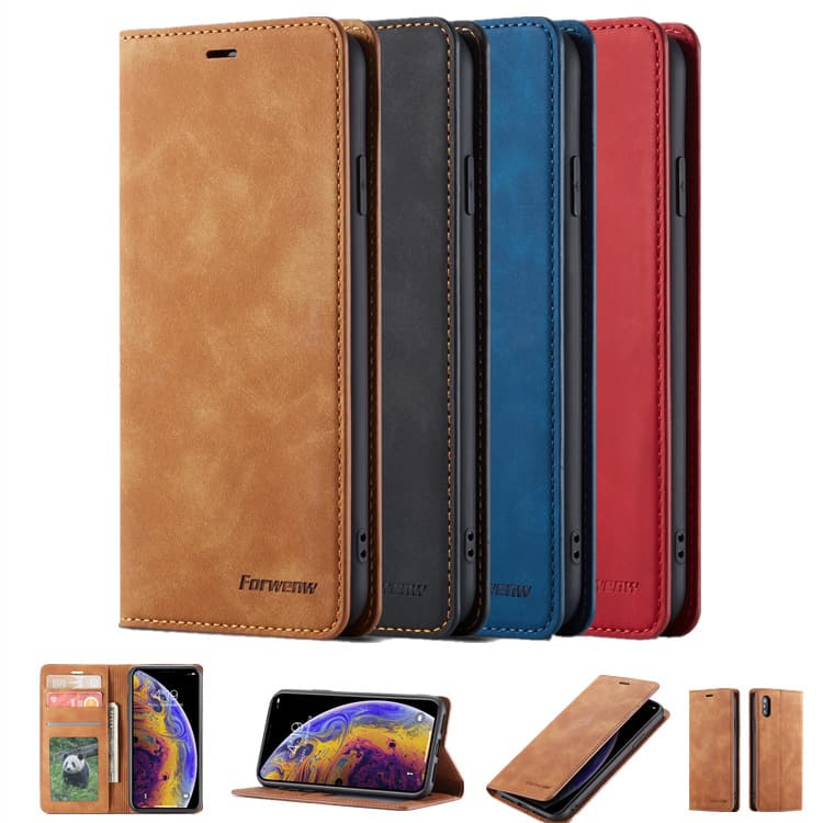 Skin-feel Leather Phone Case for iPhone 16, Magnetic Flip Cover with Card Slot for iPhone 17 Pro Max, XR