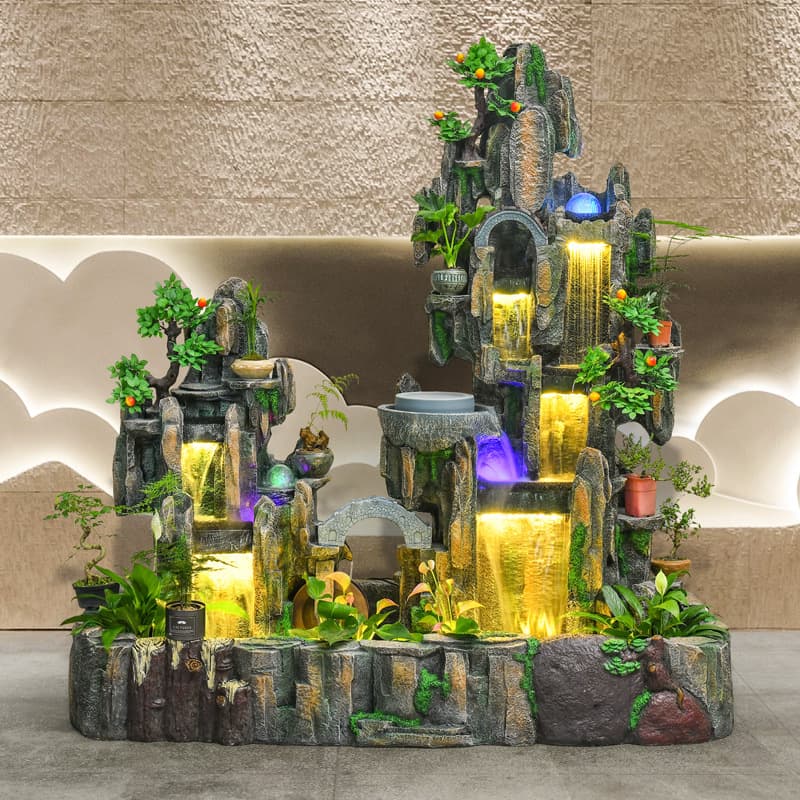 Large Rockery Fish Tank Waterfall Flowing Water Small Courtyard Fish Pond Villa Decoration High Mountain Fountain Ornament Courtyard Landscaping Arrangement