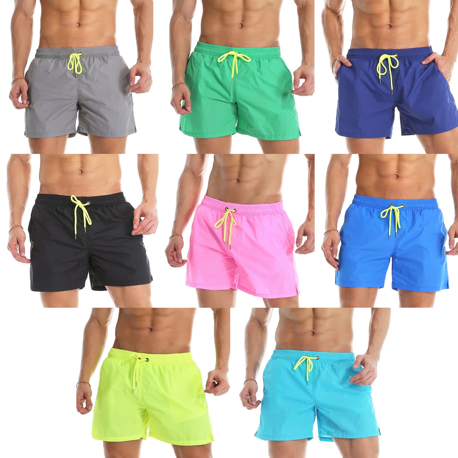 Foreign Trade Beach Shorts, Solid Color Large Size Sports Casual Shorts, Quick-Drying Breathable Waterproof Men's Beach Shorts