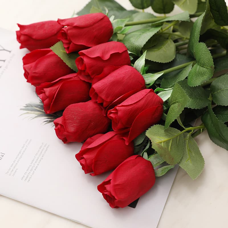 Artificial Rose Single Stem Realistic Hand Feel Moisturizing Rose Ins Style Home Decoration Wedding Bouquet Rose Bud