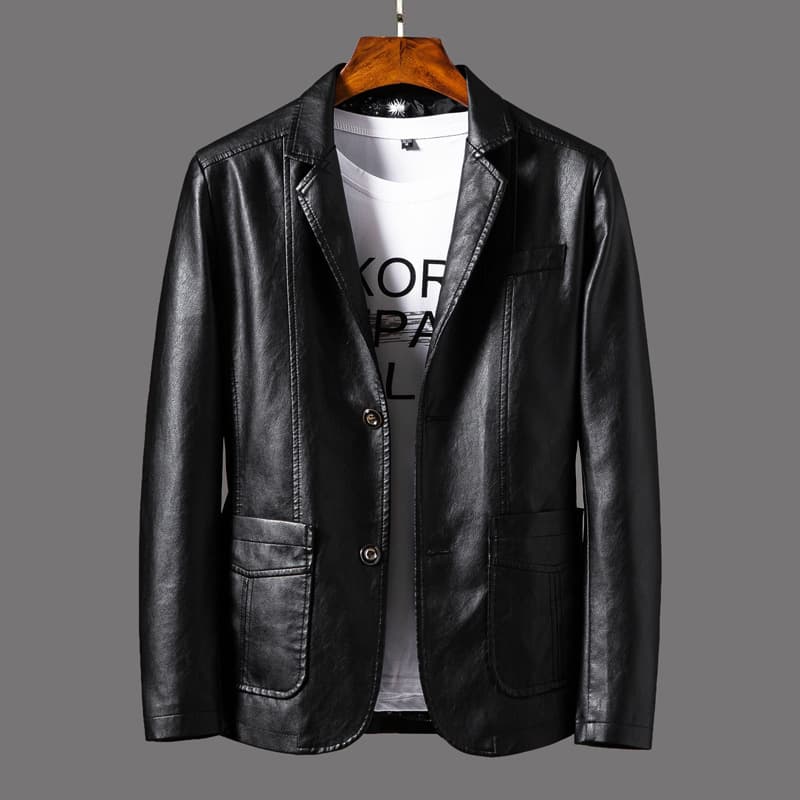 2019 Spring/Autumn New Men's Warm Leather Jacket, Casual and Trendy Men's PU Leather Jacket, Leather Suit