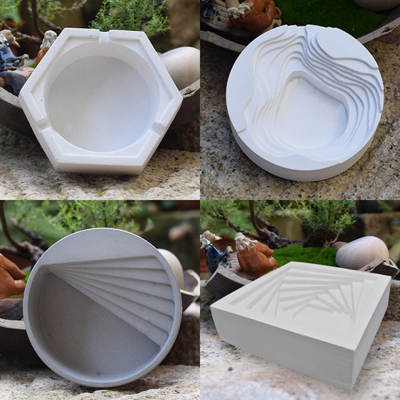 Ren Shan Ashtray Silicone Mold, Ashtray Plaster Cement Concrete Mold, Scented Candle Mold