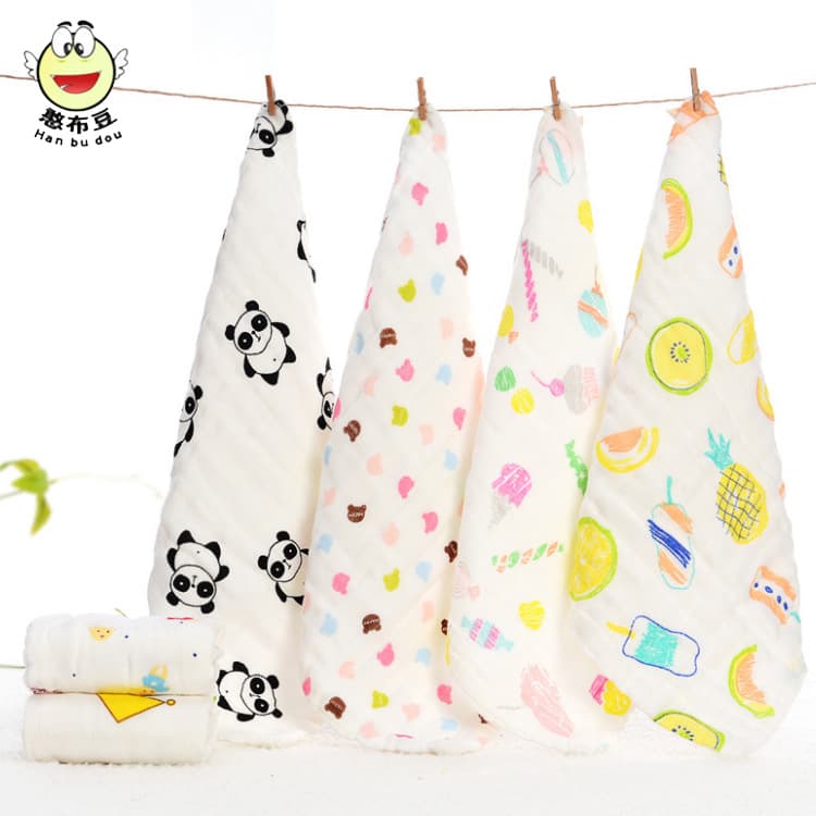 High-Density Pure Cotton Gauze Baby Drool Bib 25*25cm, Soft Infant Feeding and Mouth Wiping Small Towel