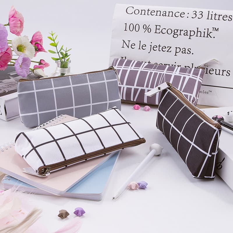 Learning stationery striped canvas pencil case simple creative male and female student stationery box wholesale high-definition portable storage