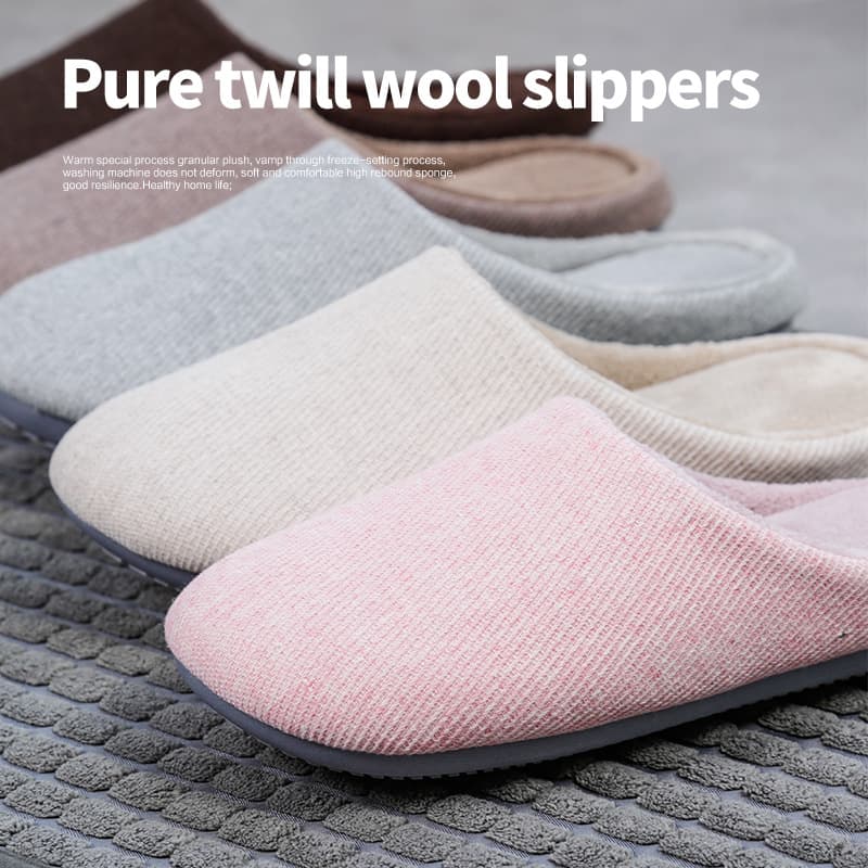 Japanese Twill Winter Non-Slip Home Wood Floor Soft Sole Bedroom Men Women Couples Thick Cotton Slippers Simple