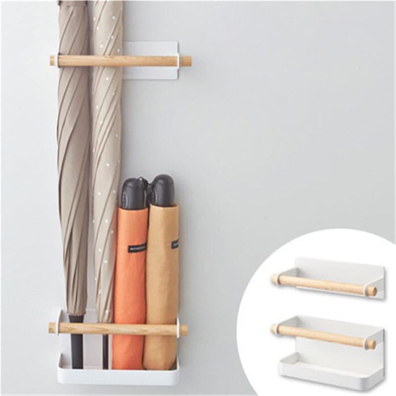 Minimalist creative iron umbrella stand with magnetic wall-mount and freestanding design