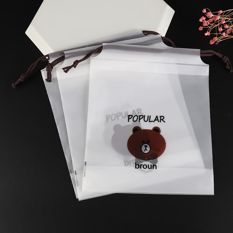 Bear Drawstring Pocket Drawstring EVA Frosted Dustproof Towel Daily Necessities Packaging Bag Cleansing Towel Packaging Bag