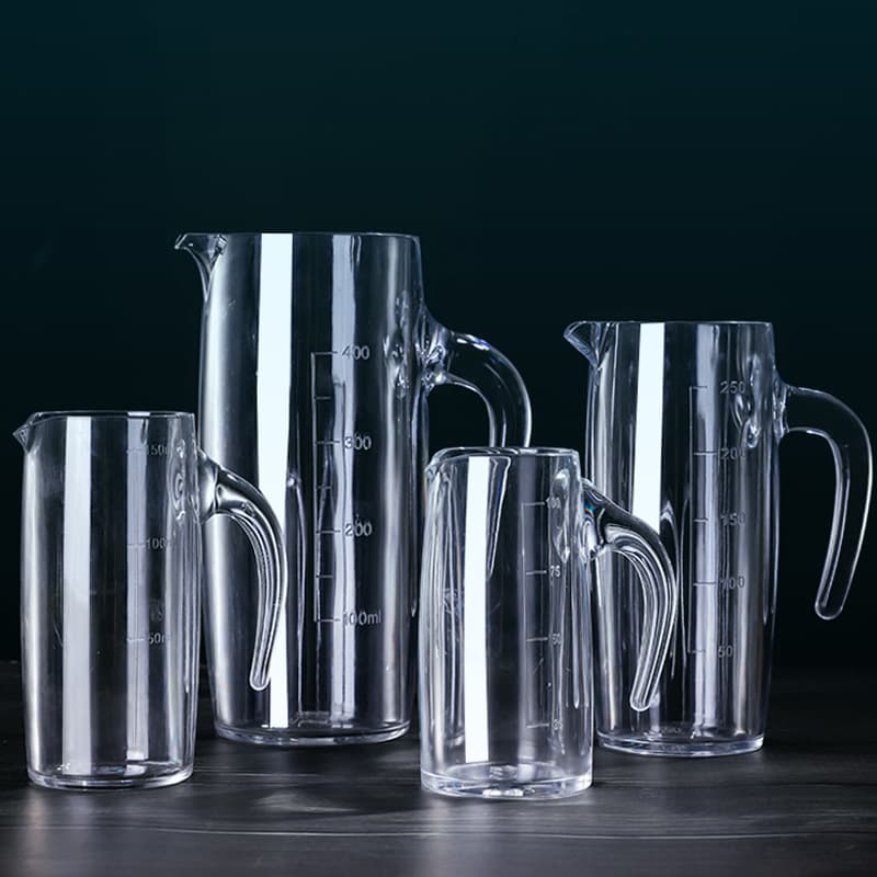PC Pitcher Acrylic Decanter for White and Red Wine with Handle and Scale, Transplastic Hotel Use