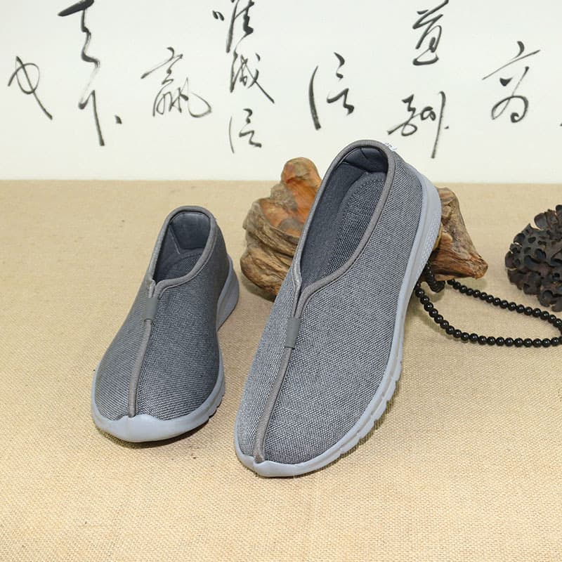 Wuyou Tree Unisex Casual Lay Monk Shoes, Old Beijing Cloth Shoes, Chinese Style Meditation Sole Cotton-Linen Arhat Footwear