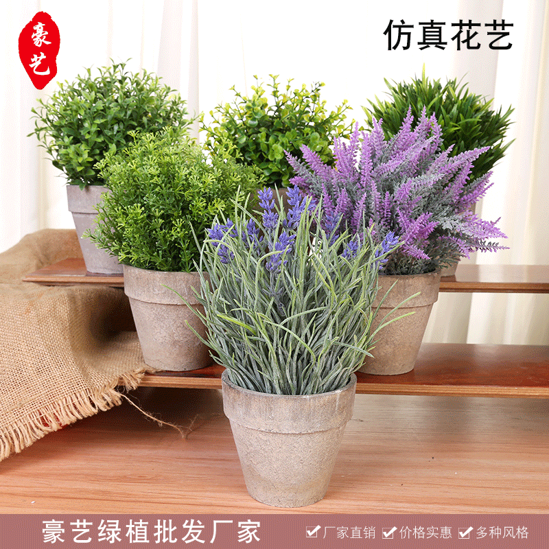 Artificial Green Plant Potted Bestseller New Product Plastic Fake Plant Bonsai Decoration Cross-Border E-commerce Factory Wholesale