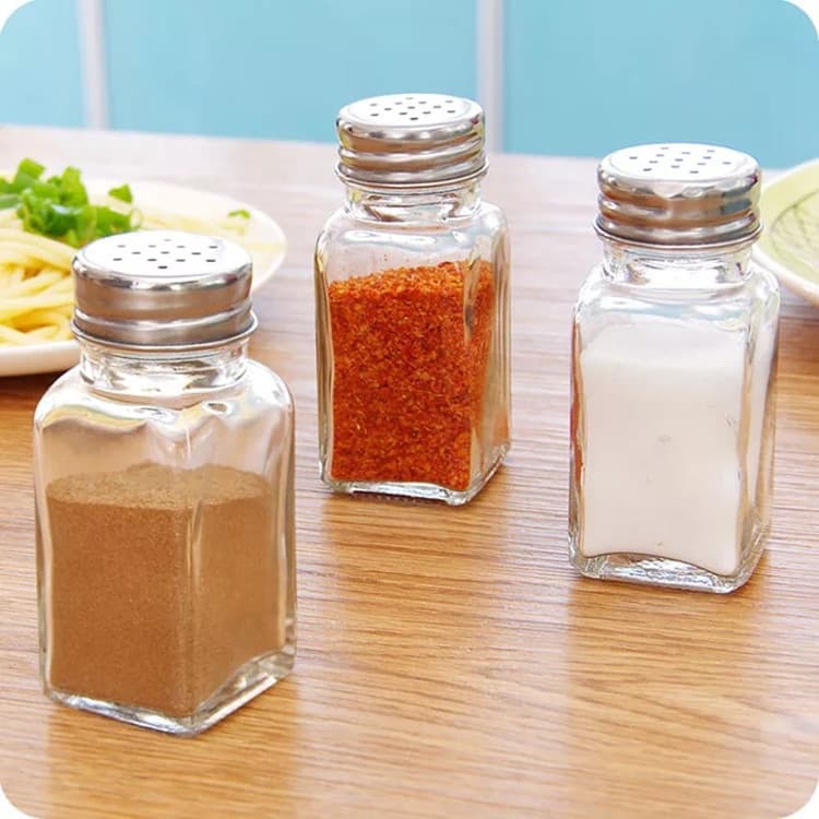 New Transparent Glass Seasoning Bottle Pepper Shaker Portable Spice Jar Solid Seasoning Container for Kitchen
