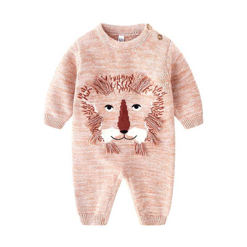 2025 Baby Rompers for 0-1 Years Old Autumn Winter Newborn Cute Lion Knitted Cotton Sweater Jumpsuit