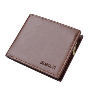 Men's Wallet, Best-Selling New Style Short Tri-Fold PU Leather Wallet with Zipper, Multi-Card Holder, Factory Stock
