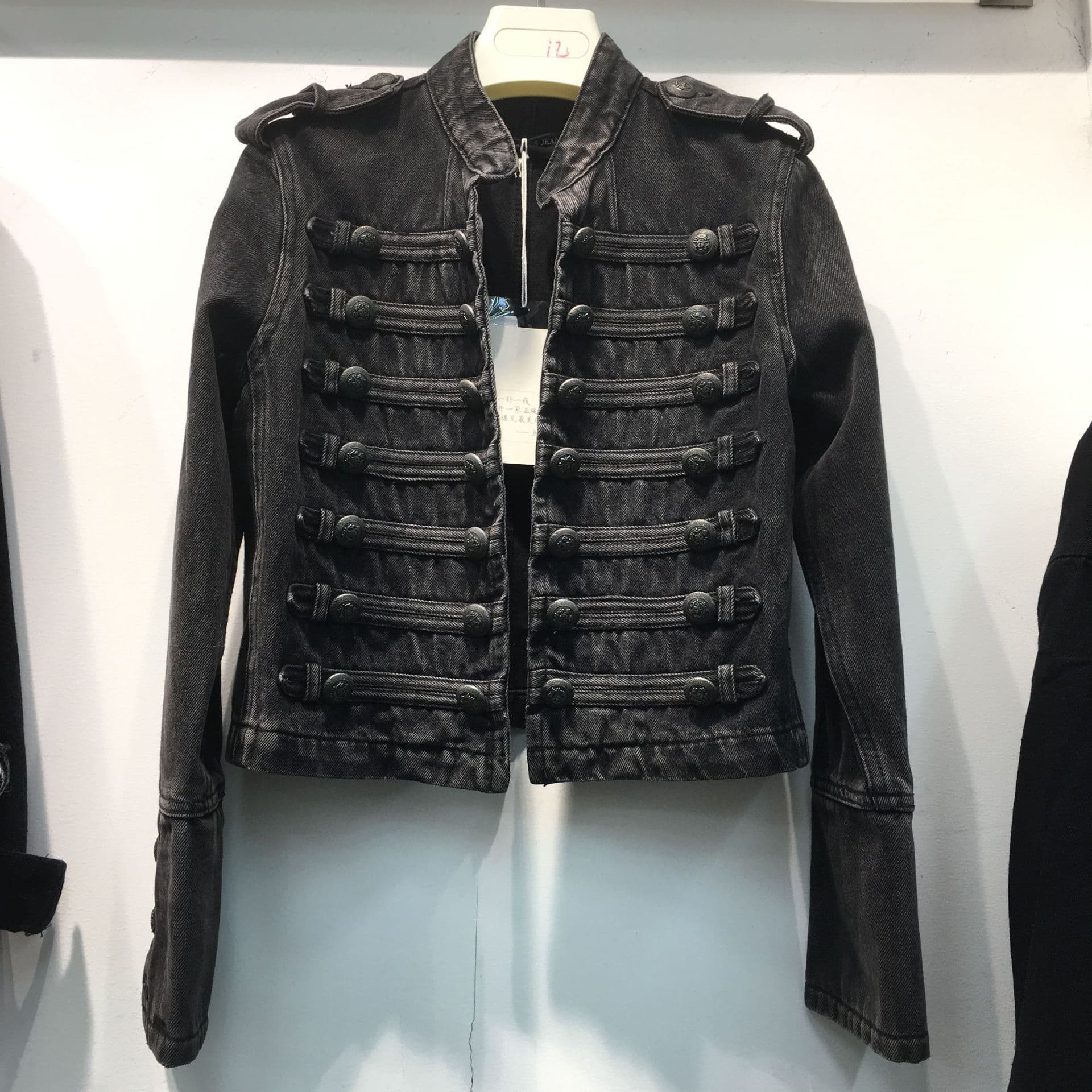 2025 New Slimming Handsome Military Style Double-Breasted Button Patchwork Short Denim Jacket Top Women