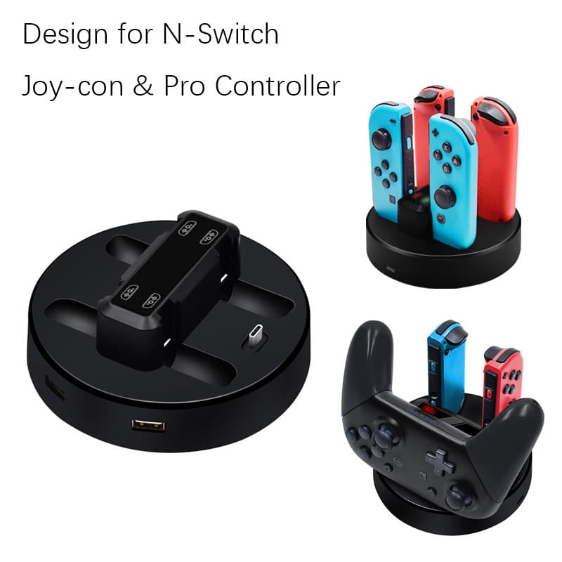 Compatible with Nintendo Switch Joy-Con 4-in-1 Charger and Switch Pro Controller Charging Dock 5-in-1