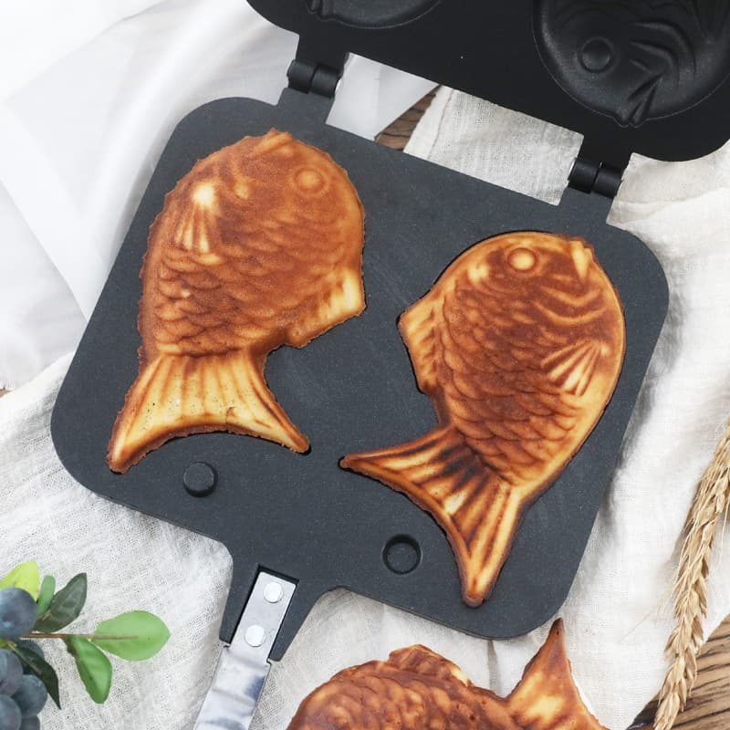 Non-stick Fish Roaster Home Use Waffle Biscuit Cake Double Fish Baking Tools Specialized For Open Fire