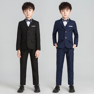 Kids Suit Spring Autumn Boy Solid Color Suit Flower Child Dress Set Piano Catwalk Performance Costume Drop Shipping