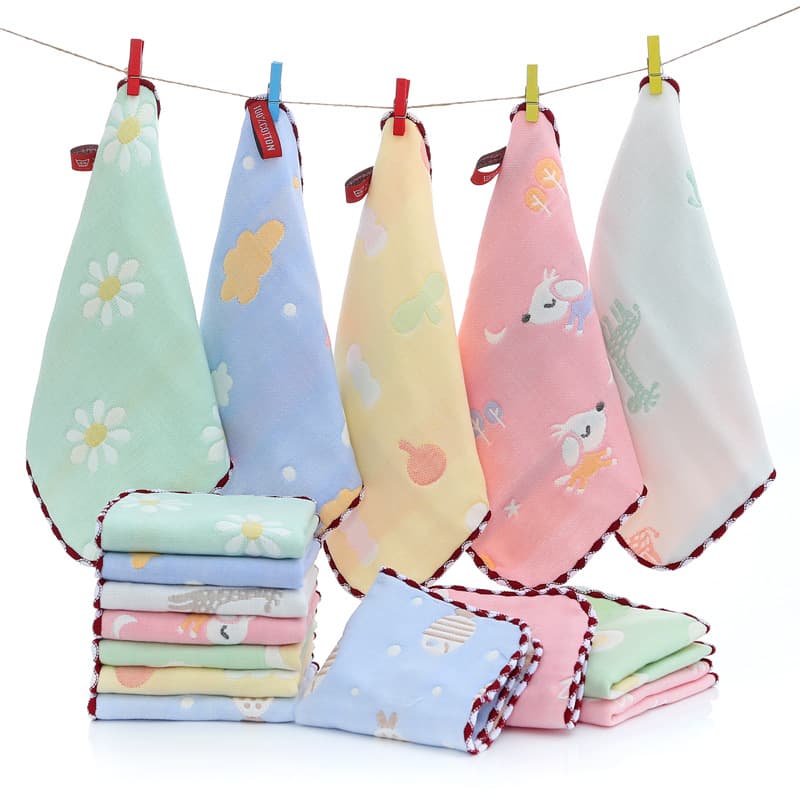 Pure Cotton Square Towel Six Layer Gauze Baby Bibs Toddler Handkerchiefs Nursery Use Small Towels For Babies