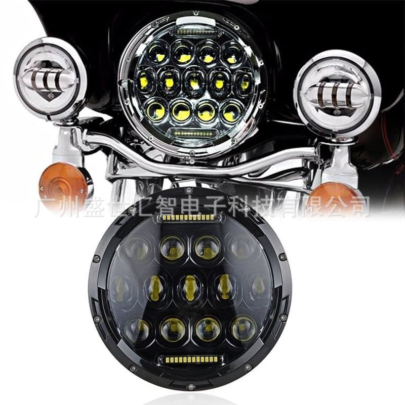Car Motorcycle Modified LED Headlight Cruiser Street Bike Front LED Light 7 Inch LED Headlight