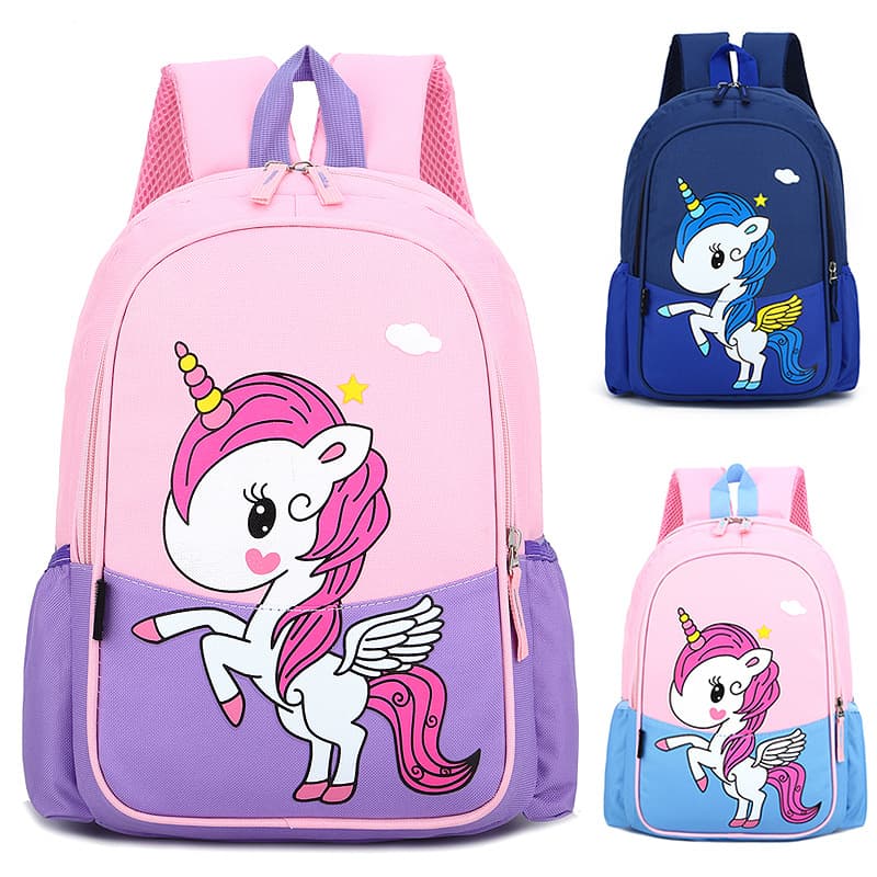 2025 New Cartoon Unicorn Double-Shoulder Backpack for Grades 1-3