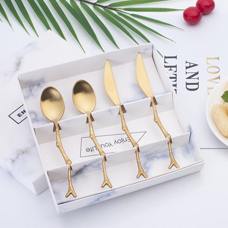 Creative stainless steel branch knife, fork and spoon, Mid-Autumn moon cake knife, fork, fruit fork, coffee spoon, small fresh gift set