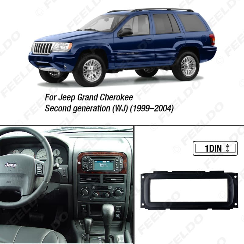 Compatible with Jeep Grand Cherokee/Wrangler/Dodge Car Audio Modification Faceplate Trim Panel 1DIN