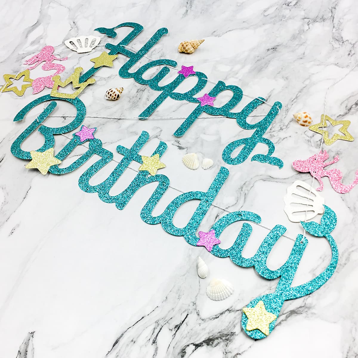 Happy Birthday Letter Banner Factory Direct Supply Mermaid Theme Party Decoration Supplies