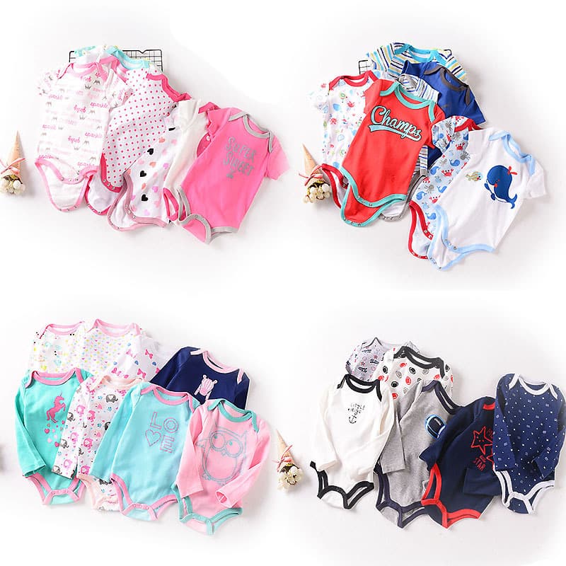 2024 Summer Short-Sleeved Romper Suit for 0-1 Year Old Baby Cartoon Jumpsuit Miscellaneous Short Sleeve Romper Suit Pure Cotton Short Romper