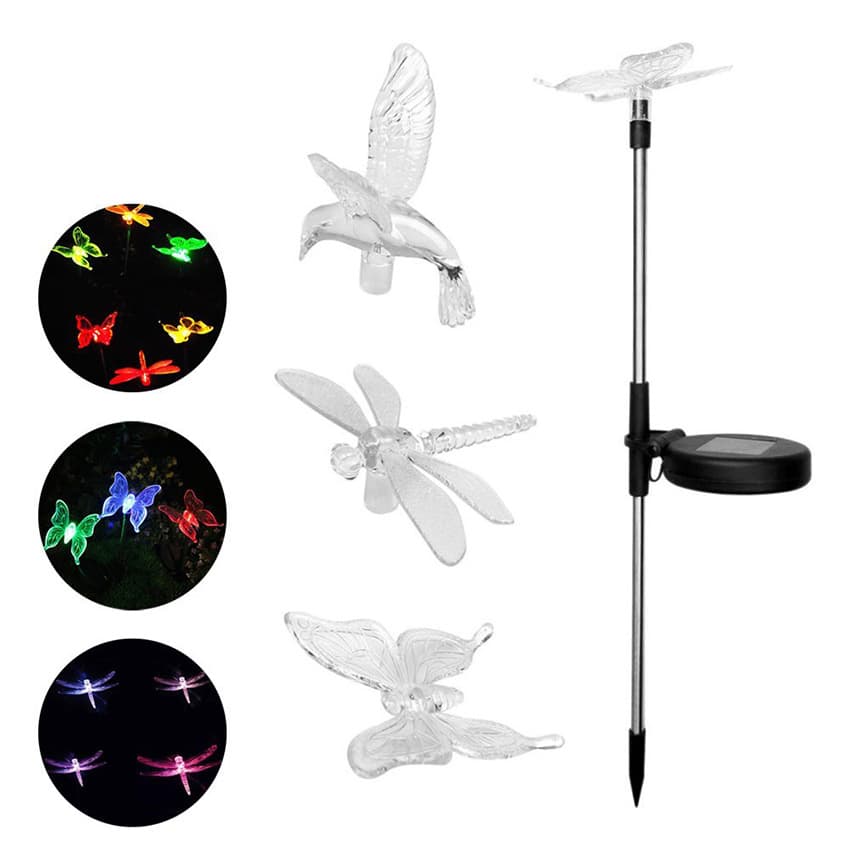 2026 New Cross-Border Solar Lily Flower Light Plastic Butterfly Light Solar Ground Insert Lawn Light