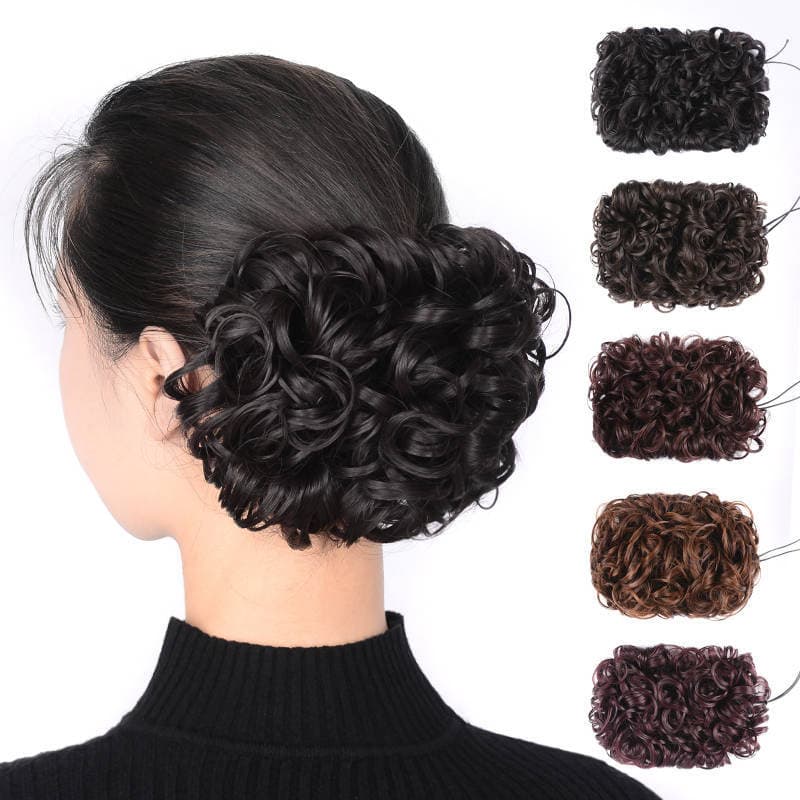 Women's Bun Hairpiece Voluminous Curly Bun Hair Extension Retro Flower Bun Hairpiece Bride Updo