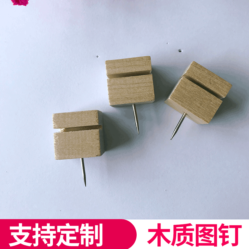New wooden square notch thumbtacks, square slot push pins, cork board message pins, boxed