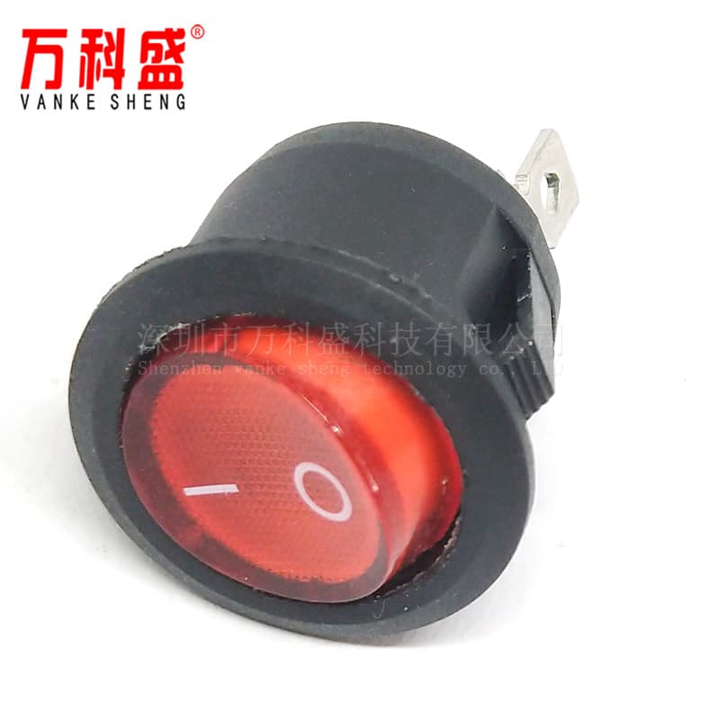 KCD1-105 Rocker Switch, Round Switch with Indicator, Red, 3-Pin, 2-Position, 10A 125V, 6A 250V
