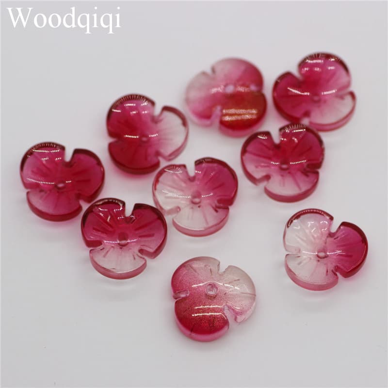 New Czech Glass Petals Three-petal Small Bowl Flower Center Hole Mermaid DIY Accessories Hairpin Material