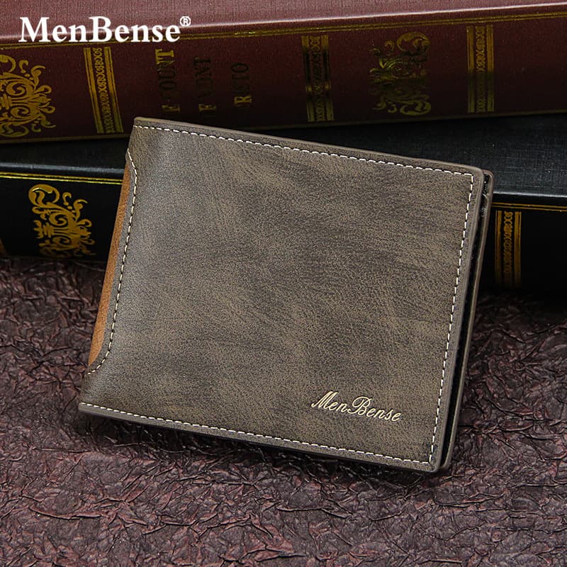 MenBense's new short men's wallet, stylish and casual, with multiple card slots and a tri-fold design.