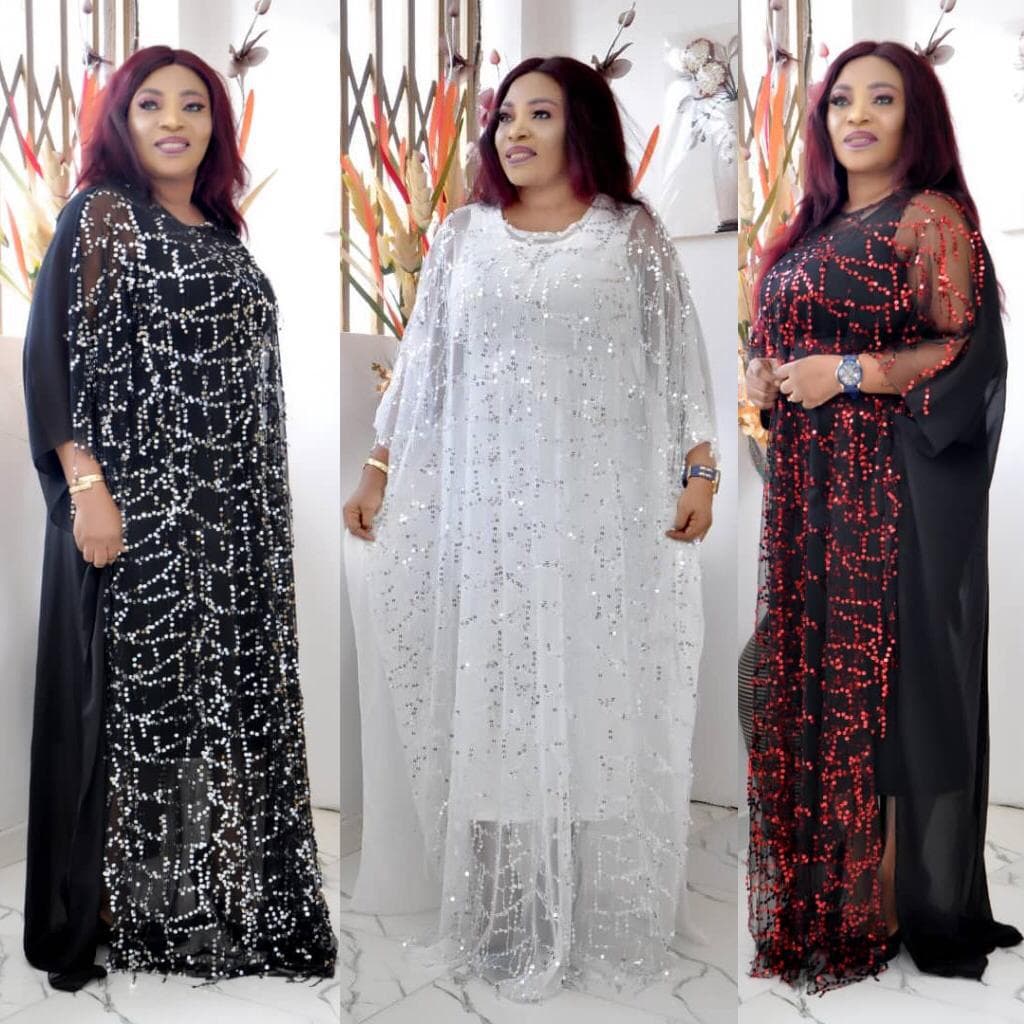 African Women's Clothing New Style Cross-border Platform Hot Selling Tassel Sequin Long Dress with Inner Skirt Factory Direct