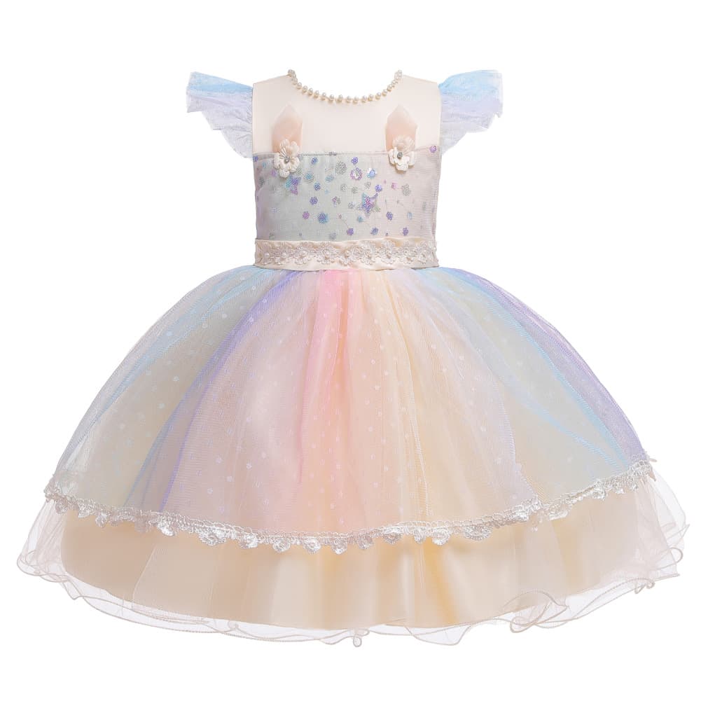 Gradient Color Girls Dress Princess Tulle Puffy Dress Toddler Baptism Dress Wedding AliExpress Flower Girl Dress First Birthday Outfit