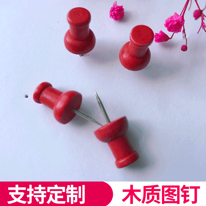 Yufeng Colored Wooden Push Pins, Easy to Remove Durable Head Tacks Boxed for Document and Note Fixing