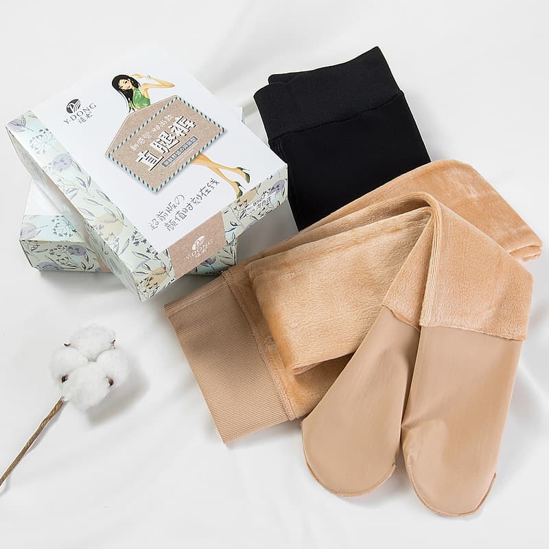 Far East 8506 Autumn and Winter Women's Fleece-Lined Thick Warm Integrated Tights, Nude Color Outer Wear Footed Thermal Leggings